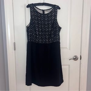 LOFT Black Dress with Floral Overlay Size 14.